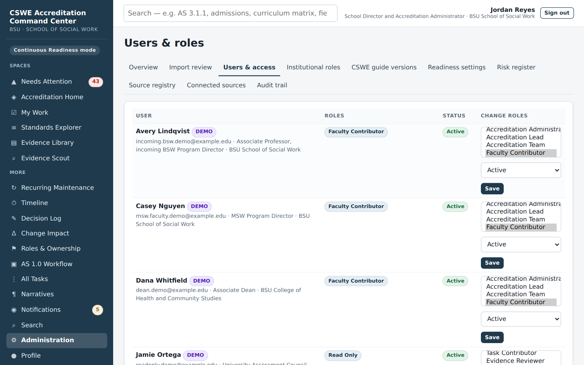 Users and roles